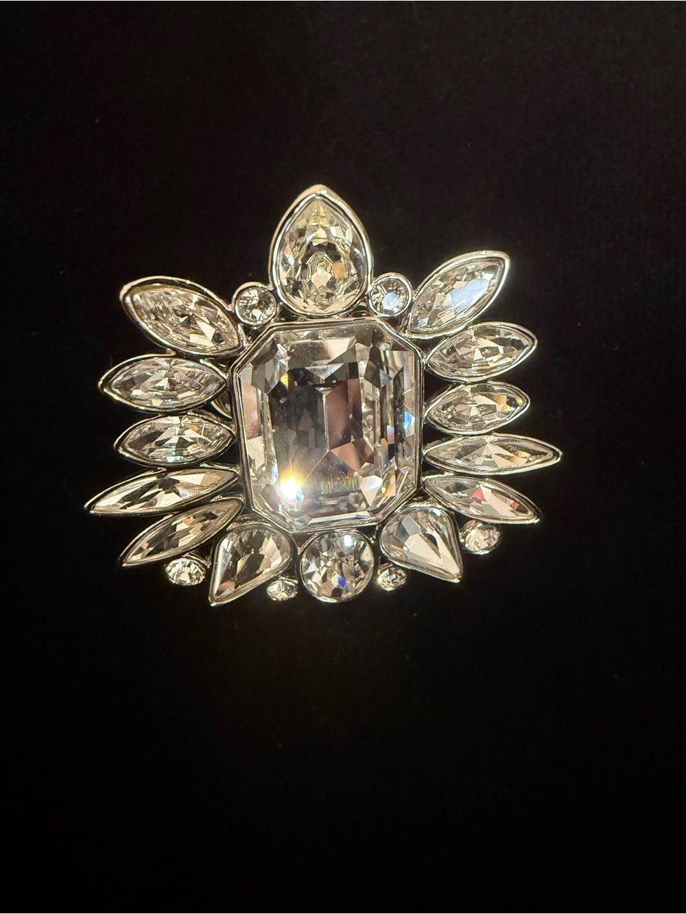 Swarovski Crystal Statement Ring- Clear/Silver Sparkle